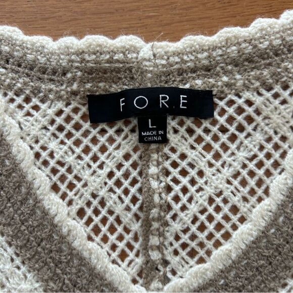 FORE Cream Embroided Floral Button Down Sweater Vest Cardigan Women’s Large - Picture 3 of 7